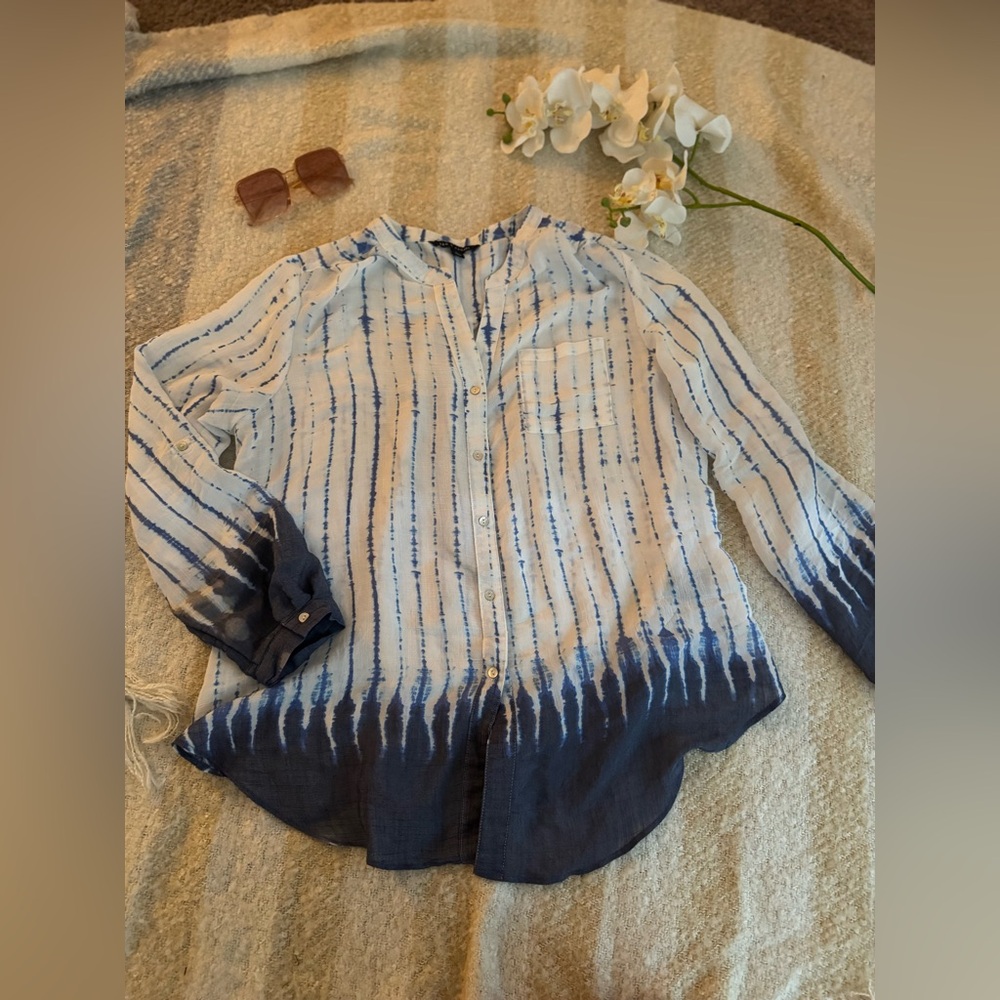 Zac & Rachel Tie-Dye Blue and White Blouse